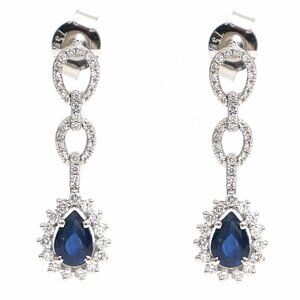 Imperial 18K White Gold Blue Sapphire Diamond Drop Earrings